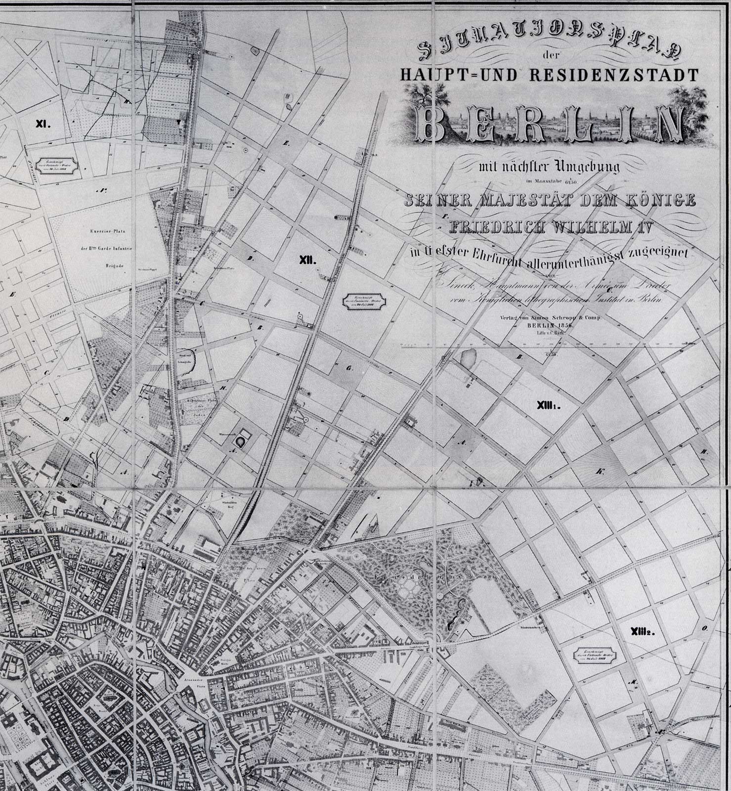 Der Helmhotzplatz auf einer Berlin-Karten von 1856